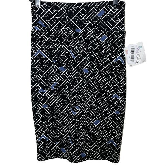 LuLaRoe Womens Skirt XS Pencil Straight Black Blue Stretch Work Casual Fall - Picture 1 of 8